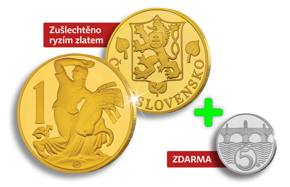 Pětihaléř 1924 - zlatá kulatá mince